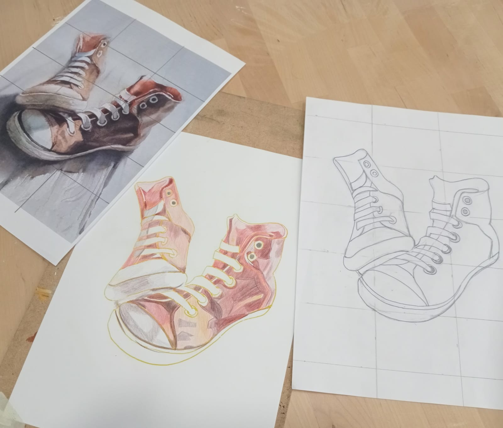 Dibujo y acuarela de zapatillas Converse